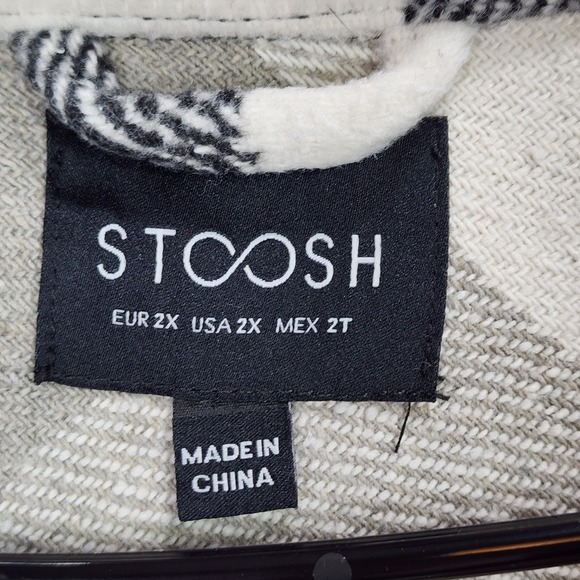 STOOSH Womens sz 2X Plaid Shacket Shirt Jacket Button Front Black White Gray - Picture 3 of 10